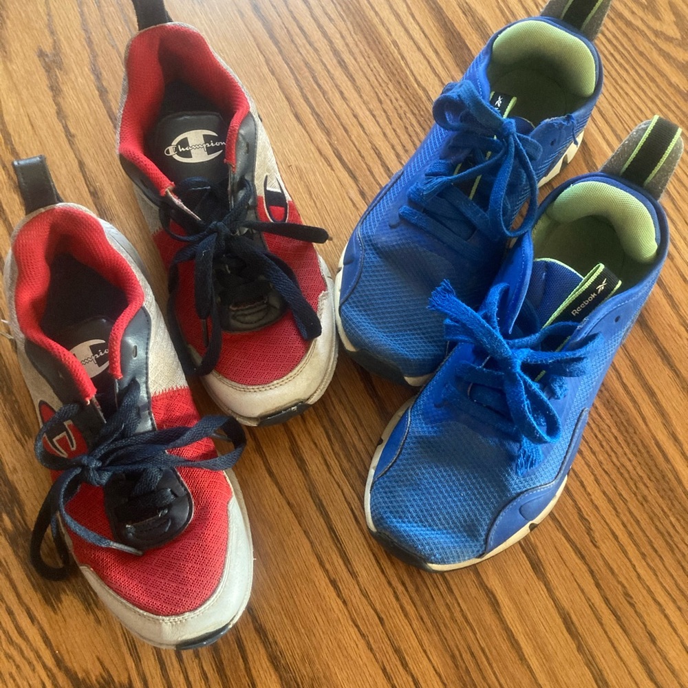 TWO pairs used boys sz 5 champion & GREAT PLAY SHOES